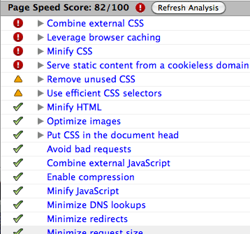 Page Speed results after installing W3 Total Cache