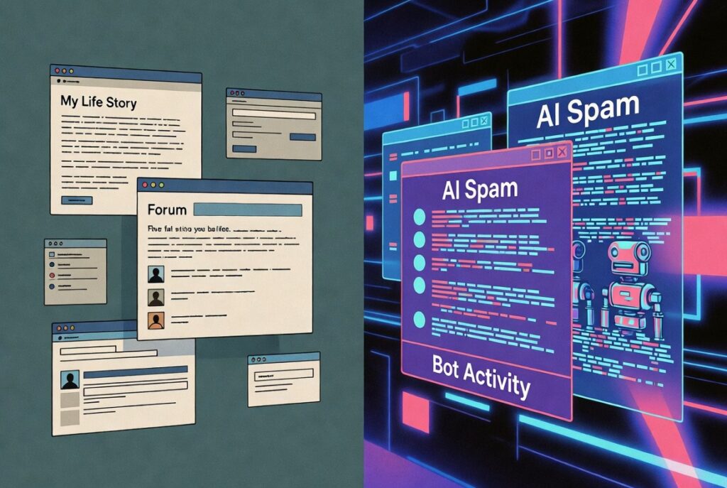 comparison of the old human internet and the modern AI-generated internet